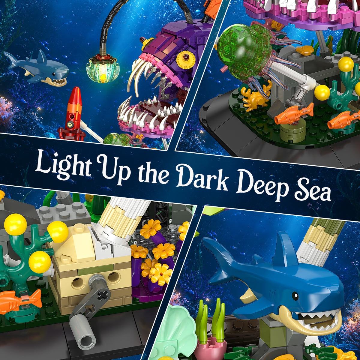 INSOON Mechanical Angler Fish Building Set with Lights HG1062