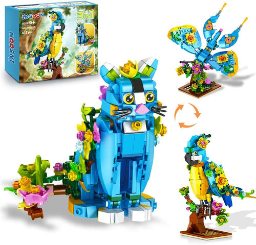 INSOON 3 in 1 Flower Cat Parrot Butterfly Building Set KB7137
