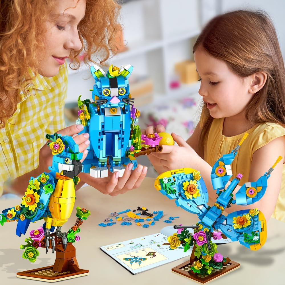 INSOON 3 in 1 Flower Cat Parrot Butterfly Building Set KB7137