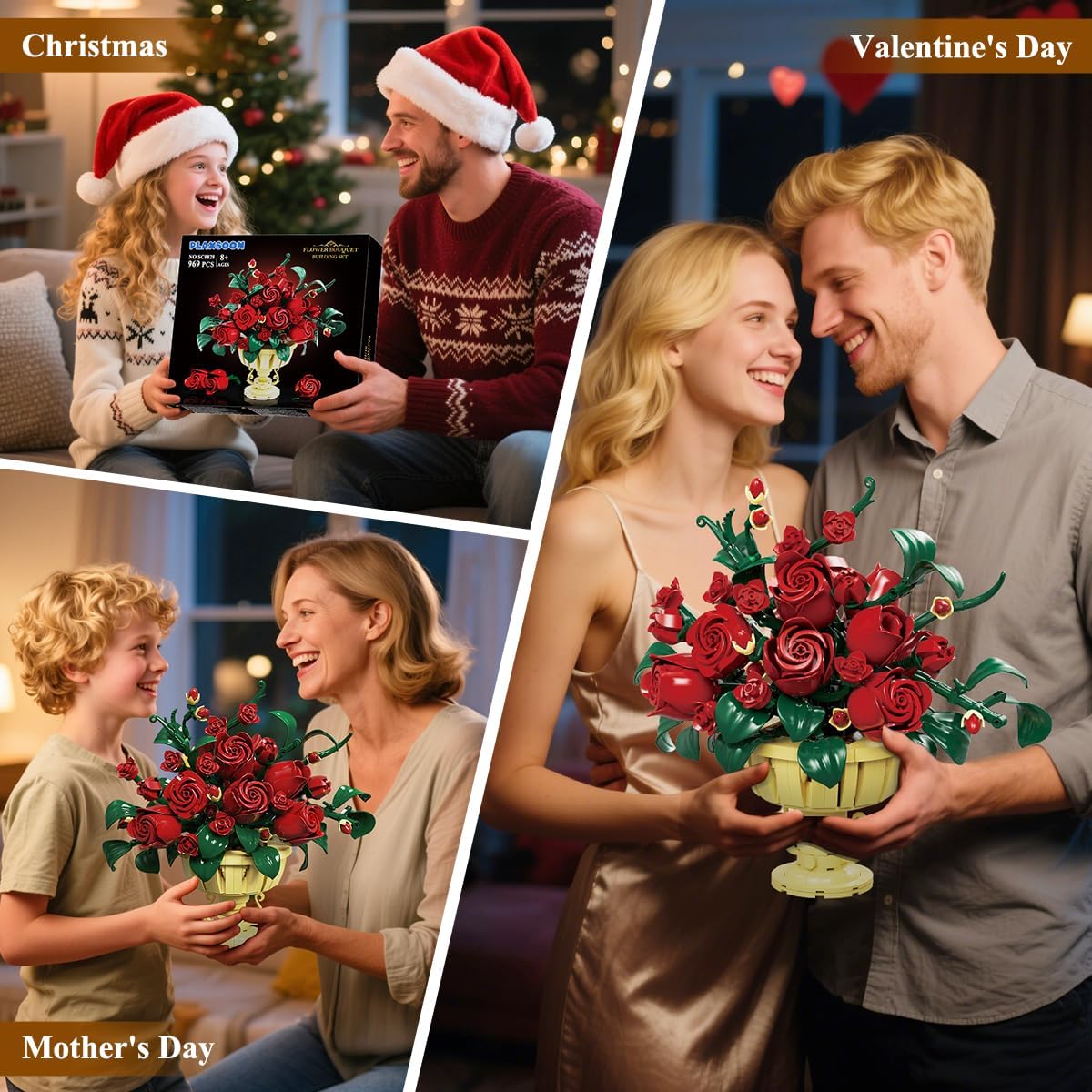 INSOON Rose Flower Building Set with Pot SC8820