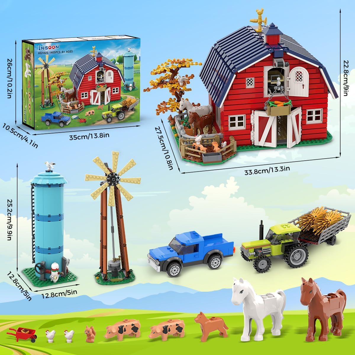 INSOON Farm Barn Building Set with LED HG1025