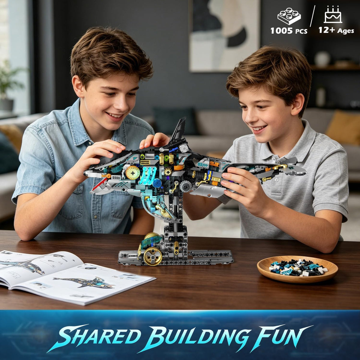 INSOON Mechanical Orca Building Set STEM Toy with LED Light SC8842
