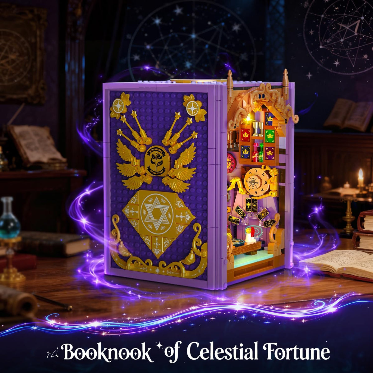 INSOON Upgraded Mystic Divination Book Nook Building Set with Rechargeable Lights SC9974