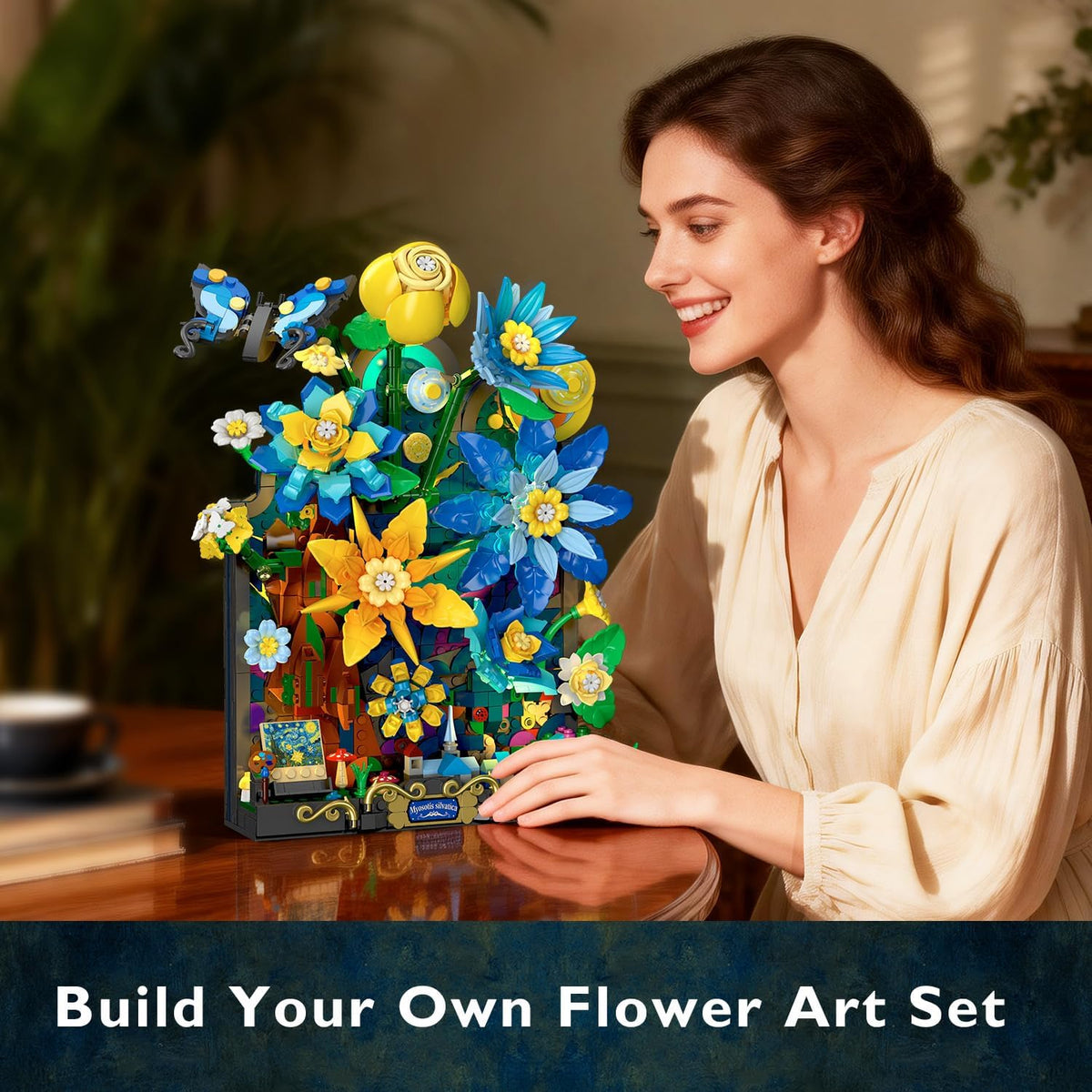 INSOON Starry Night Flower Wall Building Set with Lights HG1072