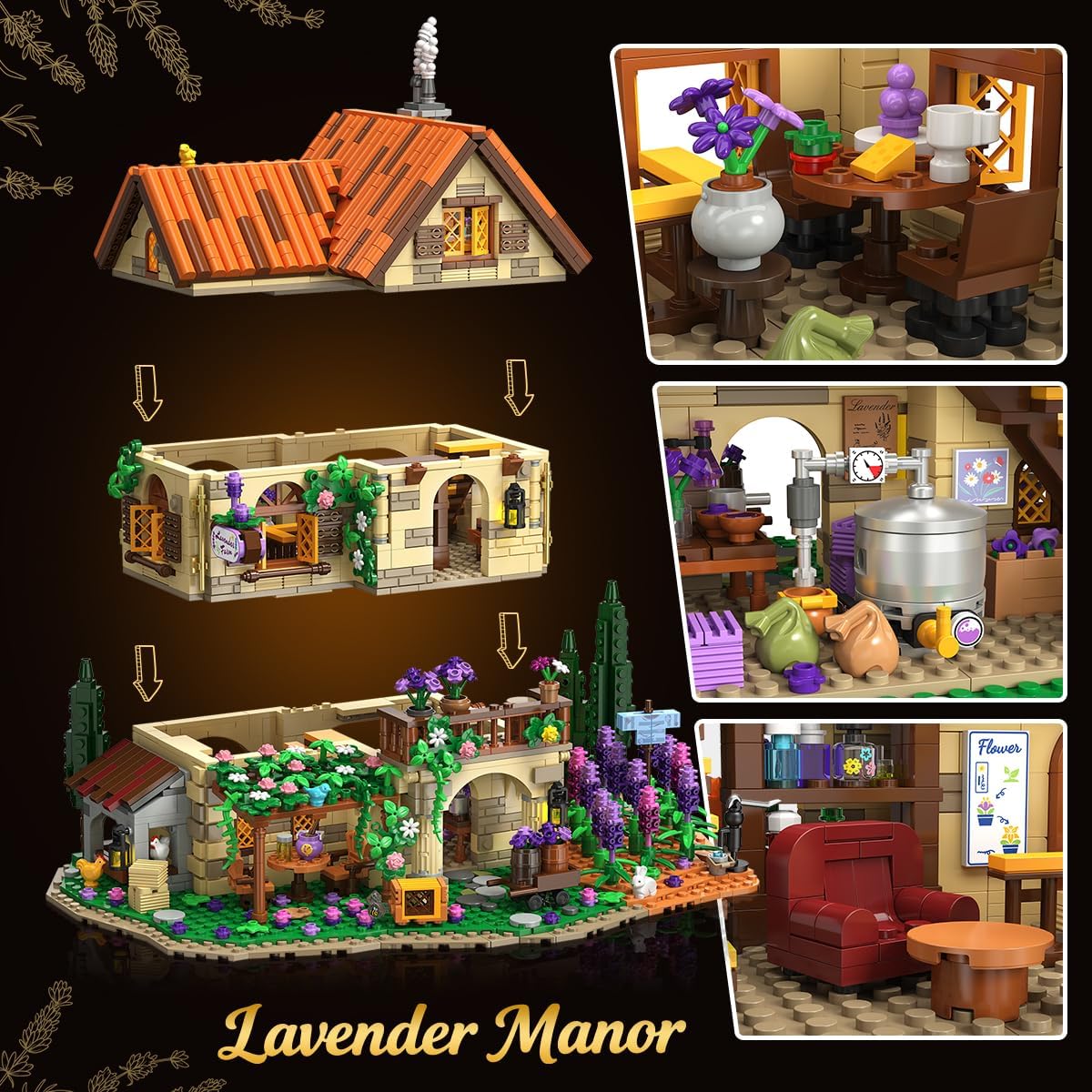 INSOON Lavender Manor House Building Set with Lights SC8847