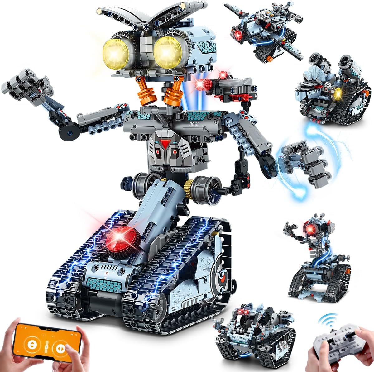 INSOON 5-in-1 App & Remote Control Tracked Robot Tank Building Set 8063