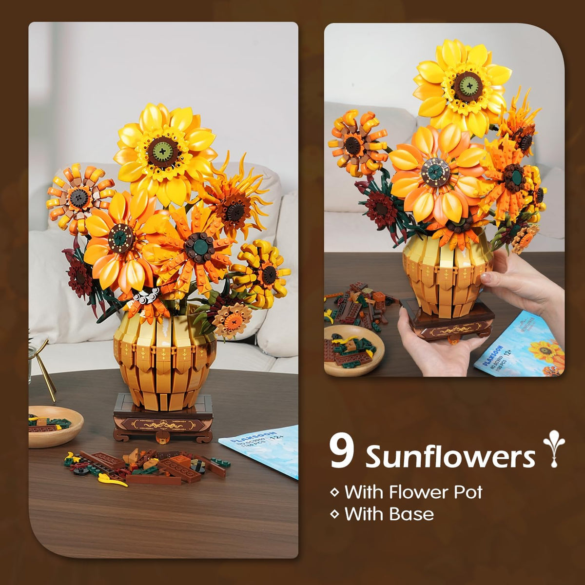 INSOON Sunflower Building Set with Lights Vase Base SC9909