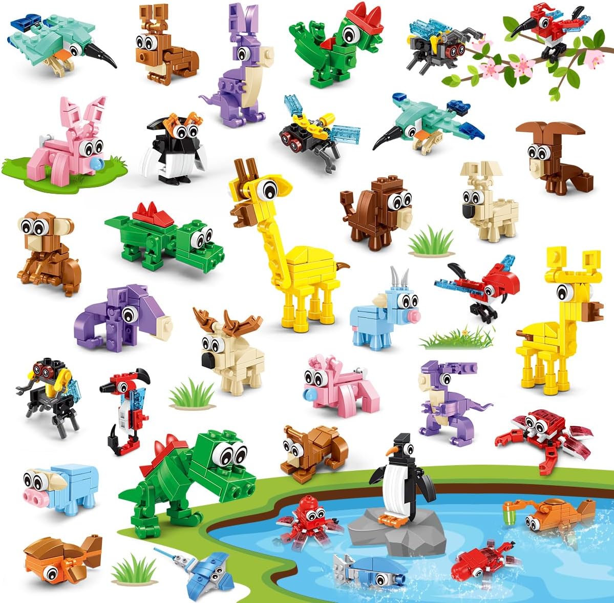 INSOON 30 Pack Animal Party Favors Mini Building Sets SX52098