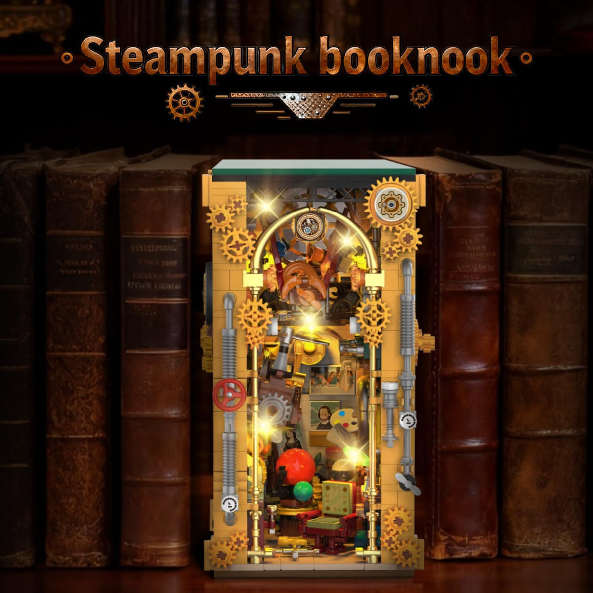 INSOON Steampunk Book Nook Building Set with Lights SC9965