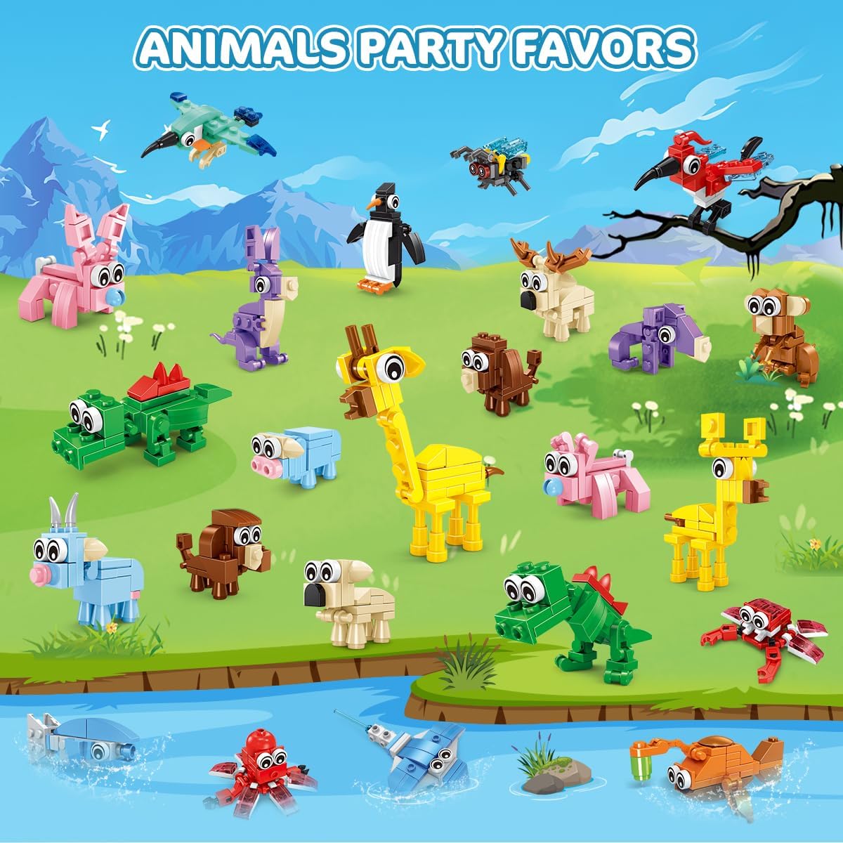 INSOON 30 Pack Animal Party Favors Mini Building Sets SX52098