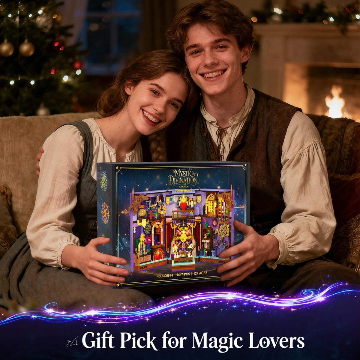 INSOON Upgraded Mystic Divination Book Nook Building Set with Rechargeable Lights SC9974