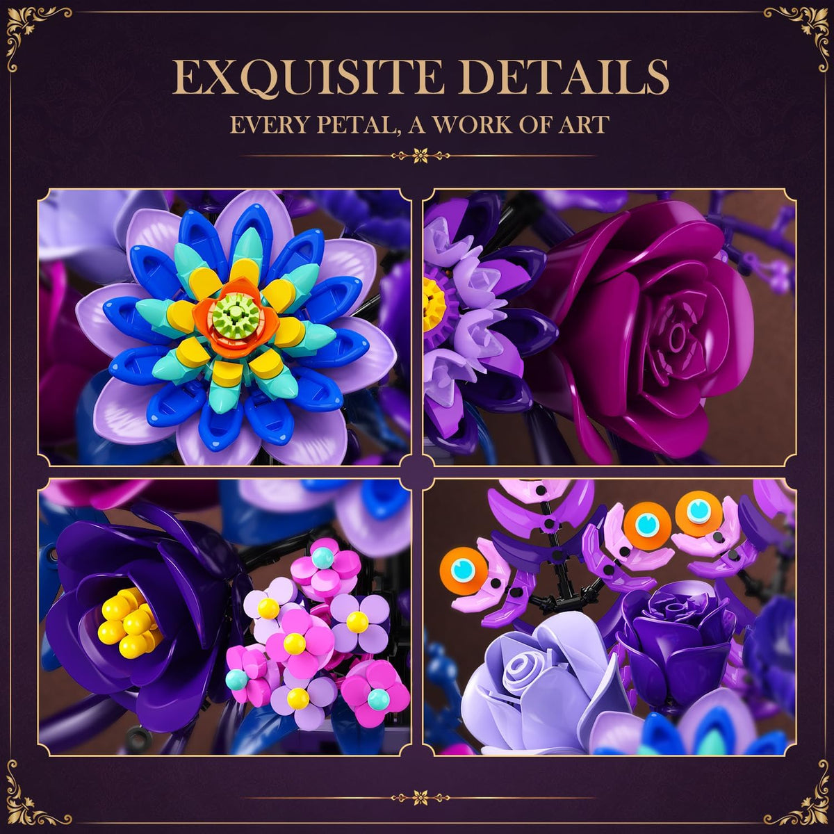 INSOON Purple Flower Bouquet Building Set with Vase SC8857
