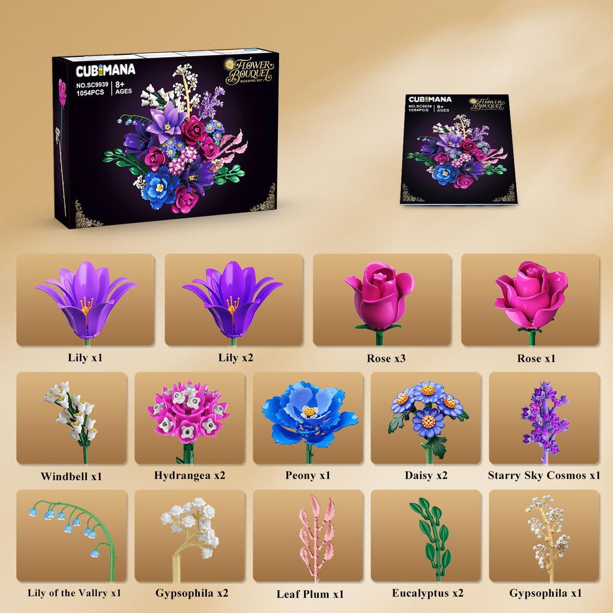 INSOON 21 Flowers Bouquet Building Set with Light SC9939