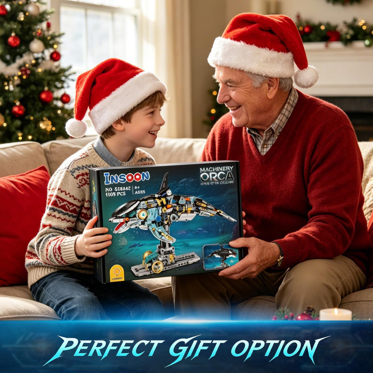 INSOON Mechanical Orca Building Set STEM Toy with LED Light SC8842
