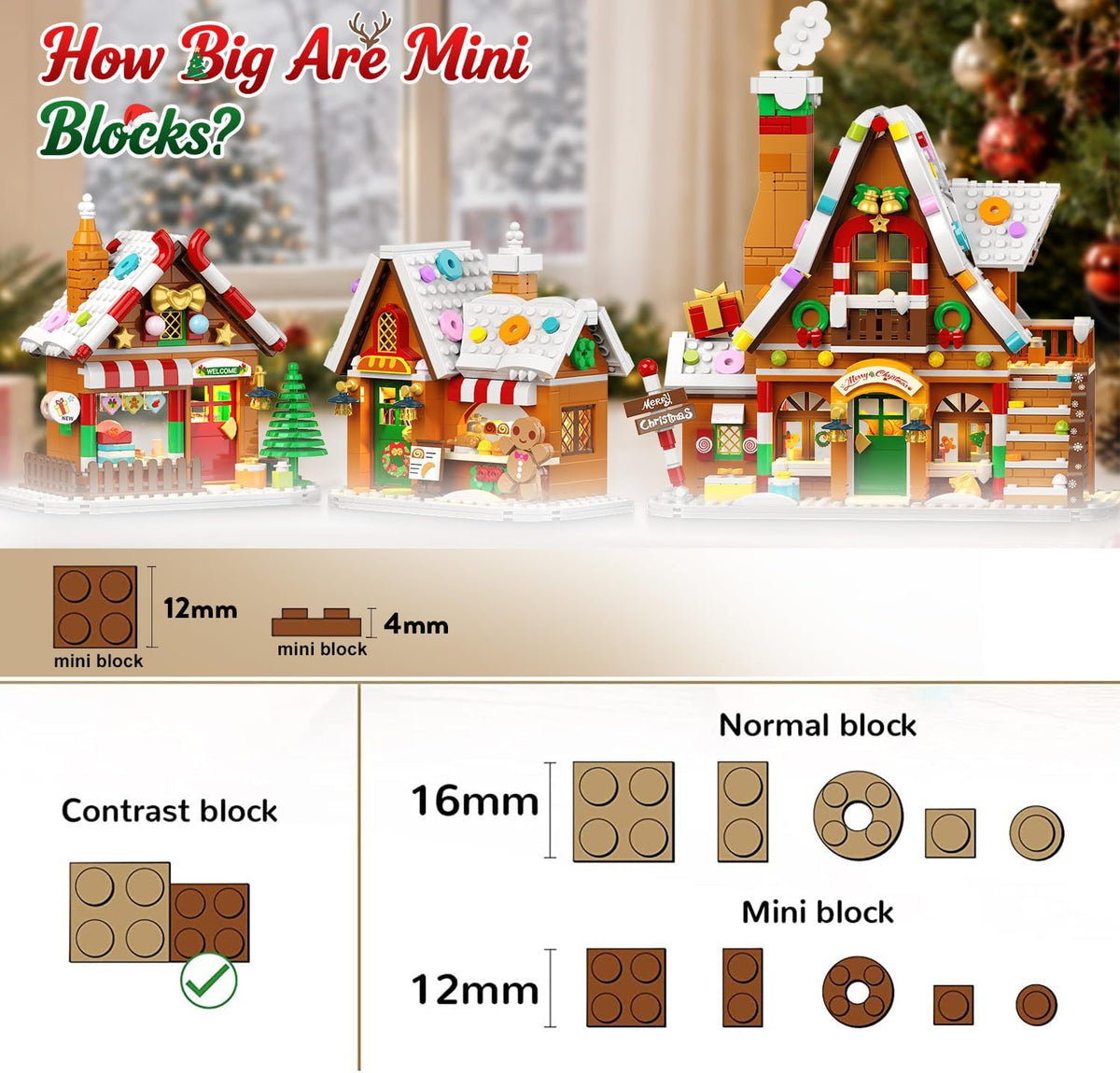 INSOON Gingerbread House Christmas Village Mini Building Set with Lights SC9918