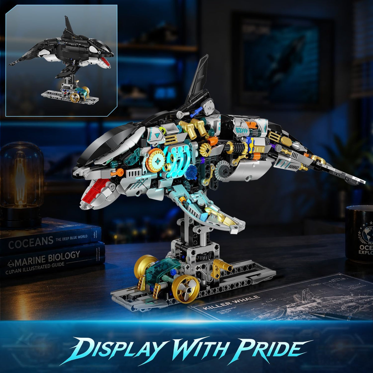 INSOON Mechanical Orca Building Set STEM Toy with LED Light SC8842