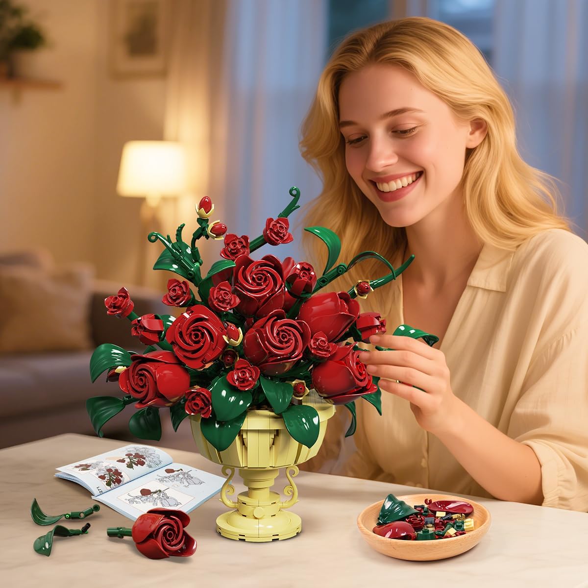 INSOON Rose Flower Building Set with Pot SC8820