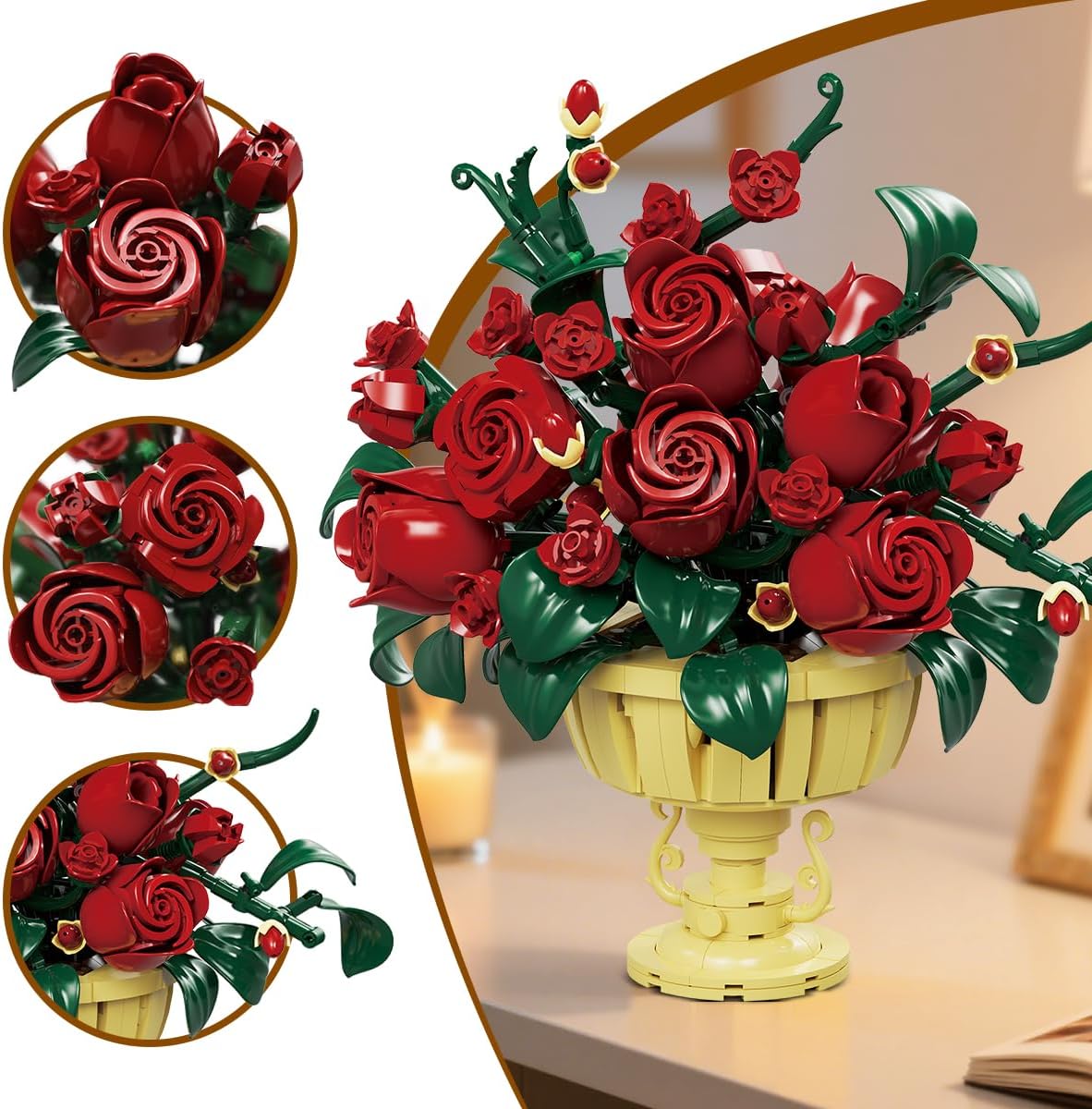 INSOON Rose Flower Building Set with Pot SC8820