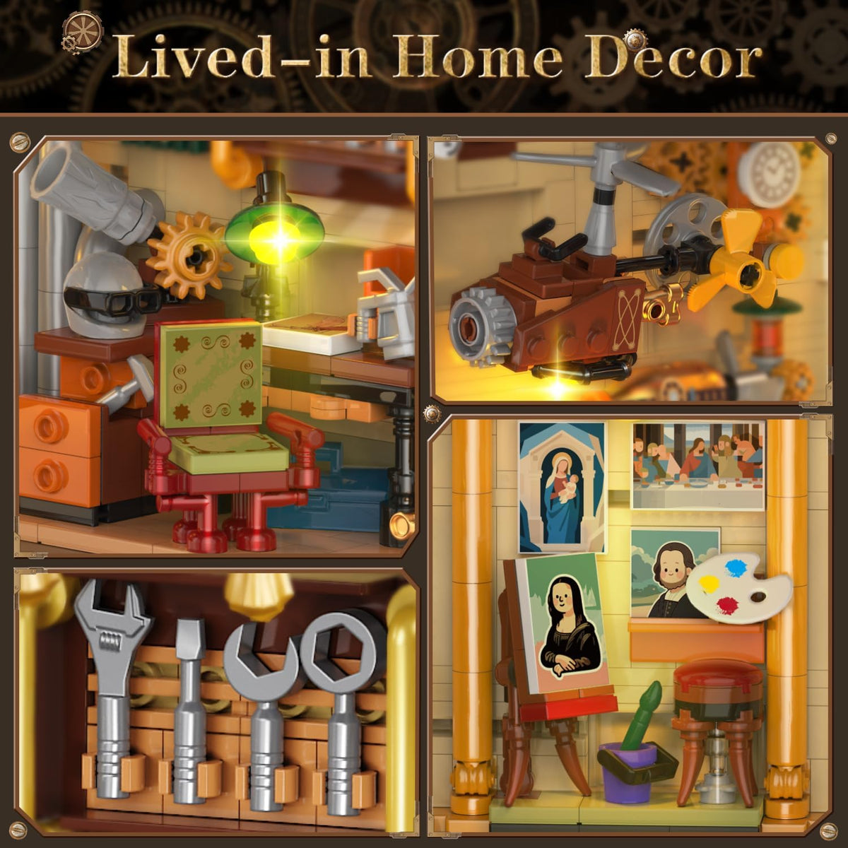 INSOON Steampunk Book Nook Building Set with Lights SC9965