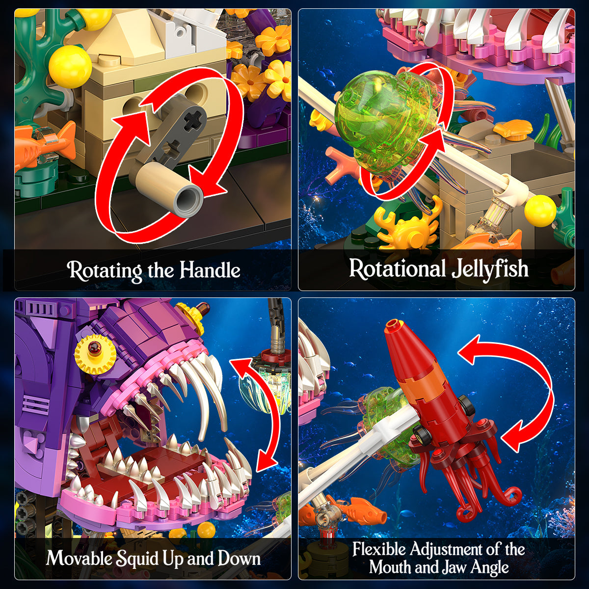 INSOON Mechanical Angler Fish Building Set with Lights HG1062