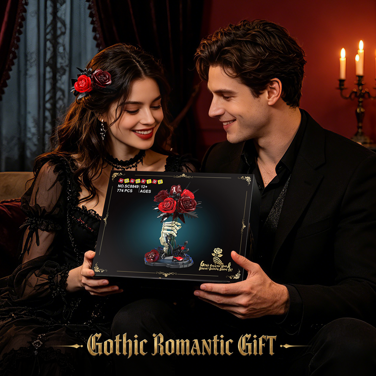 INSOON Gothic Skeleton Hand Rose Building Set with LED (774 PCS) SC8849