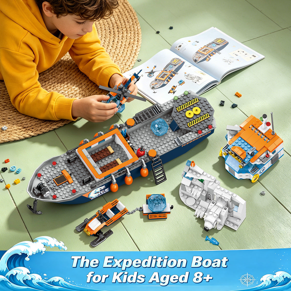 INSOON Arctic Icebreaker Ship Building Set with Helicopter (482 PCS) HG1040