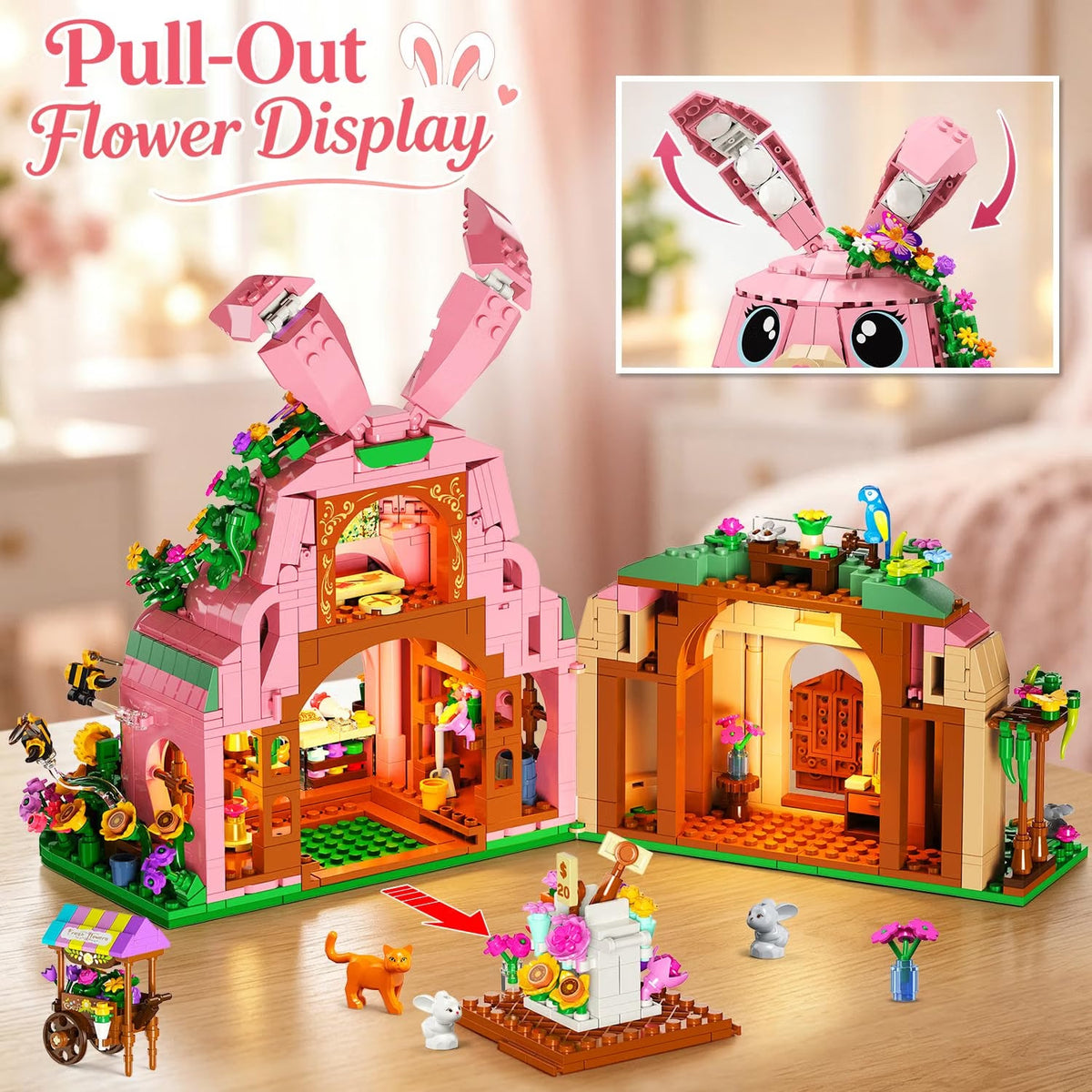 INSOON Friends Bunny Flower House Building Set with Lights SC8861