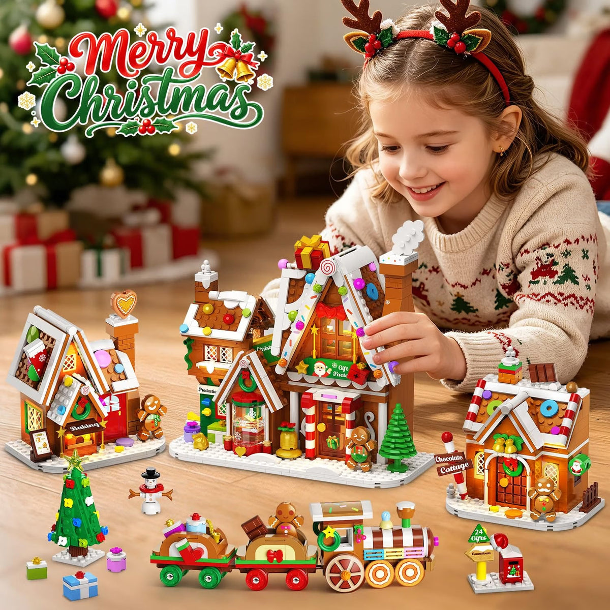 INSOON Christmas Gingerbread House Gift Factory Building Set with Lights SC9972