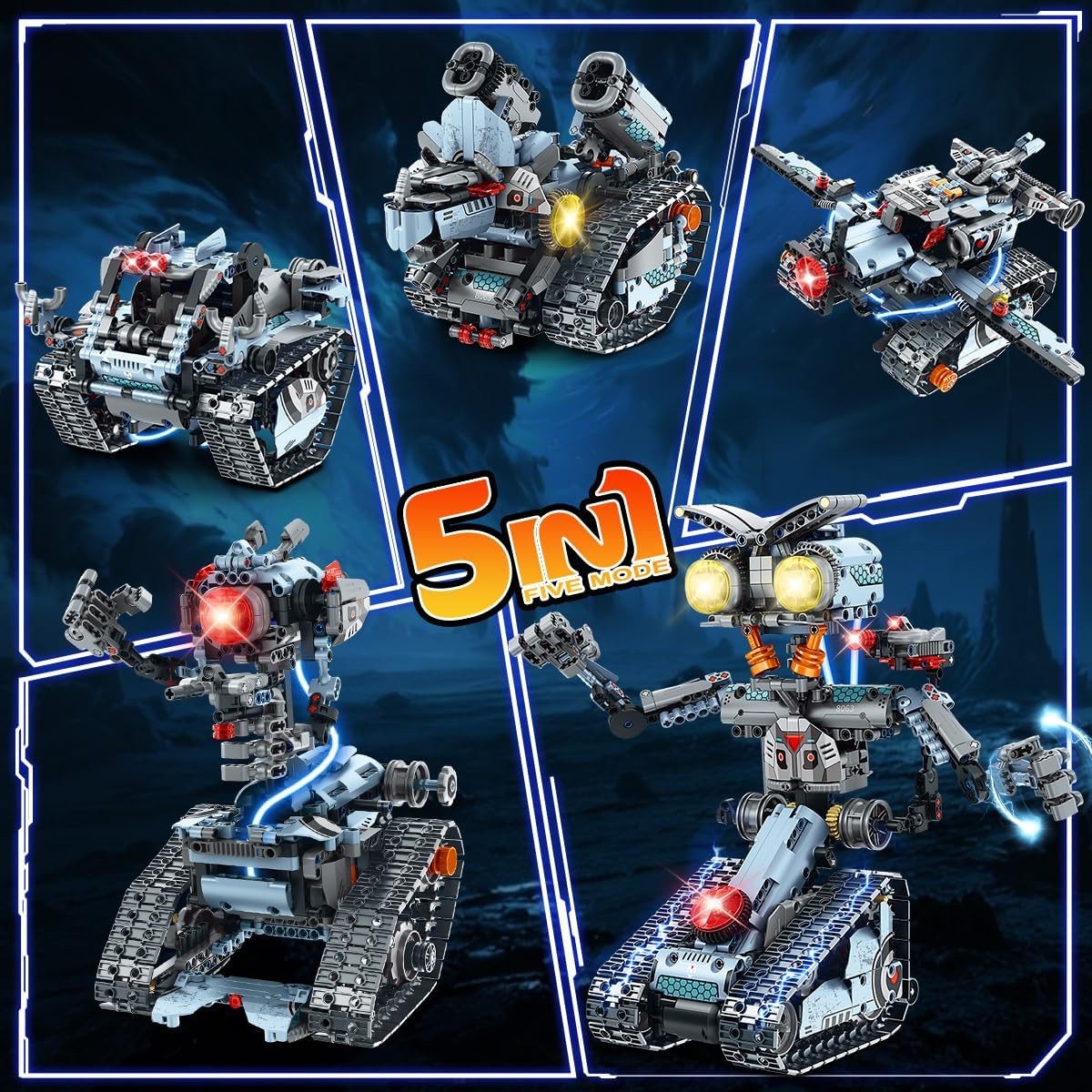 INSOON 5-in-1 App & Remote Control Tracked Robot Tank Building Set 8063