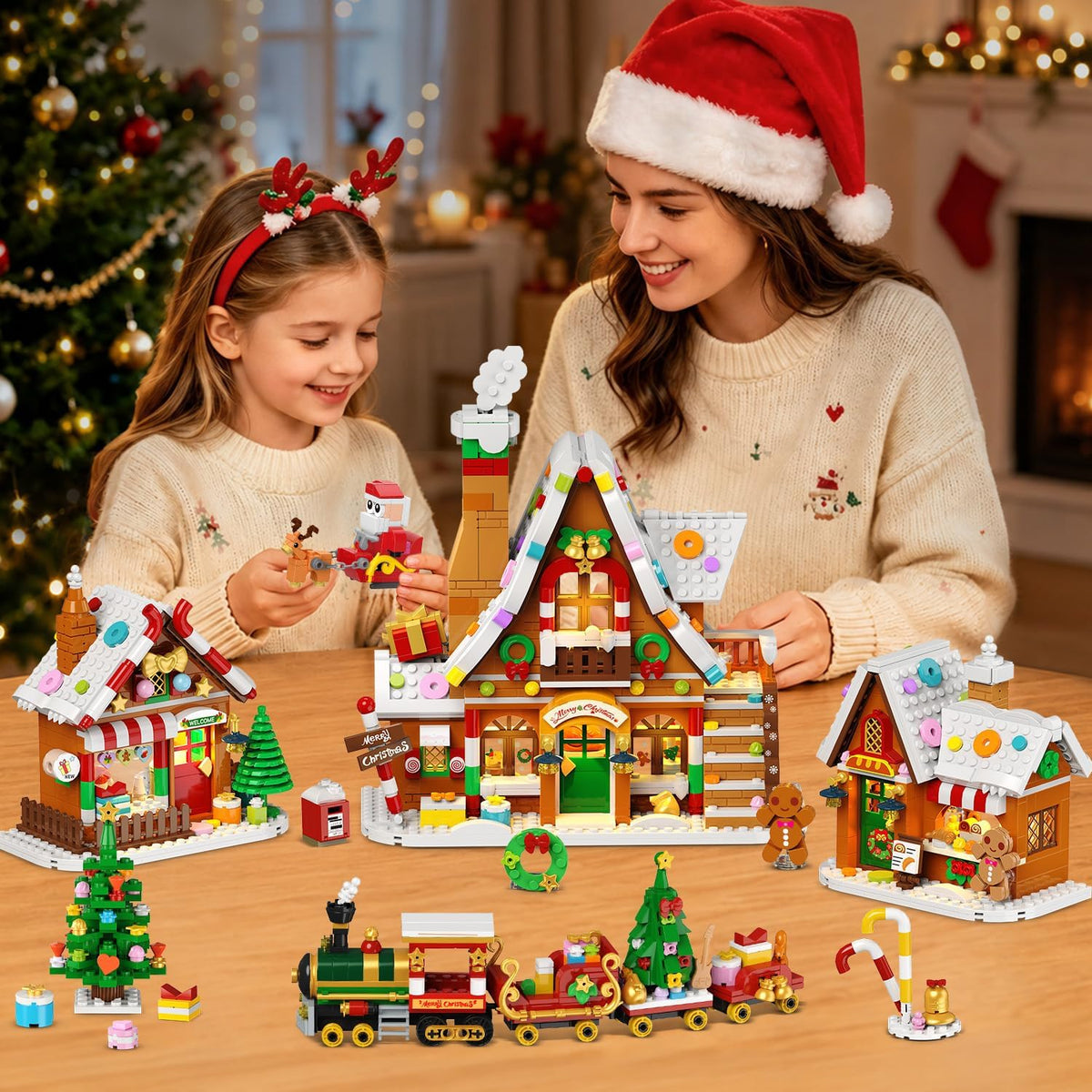 INSOON Gingerbread House Christmas Village Mini Building Set with Lights SC9918