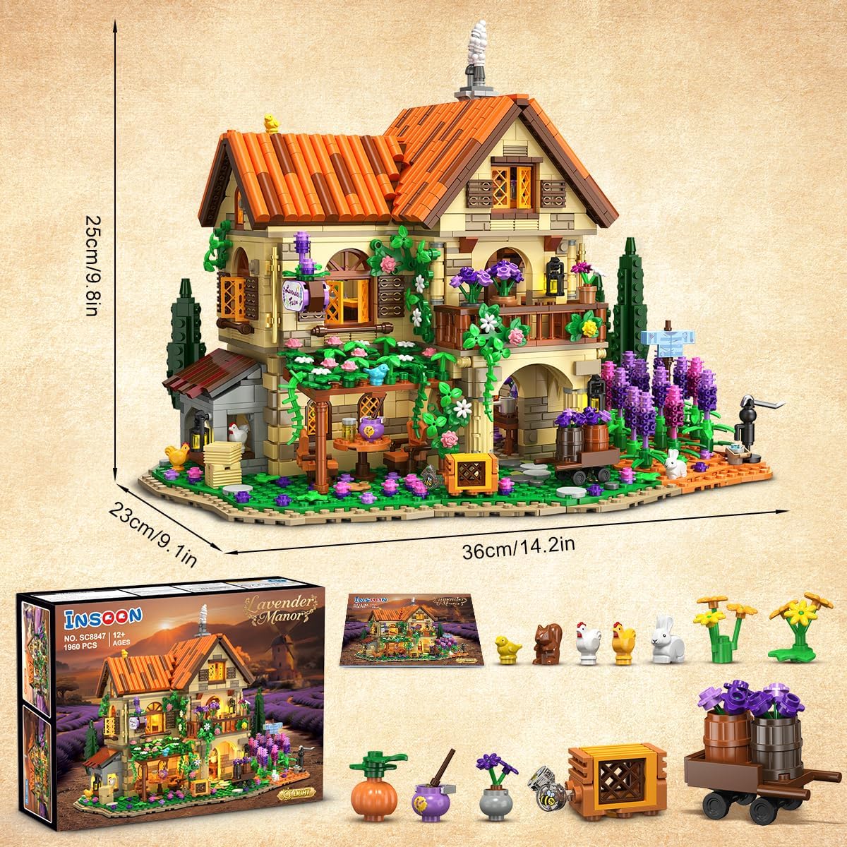 INSOON Lavender Manor House Building Set with Lights SC8847