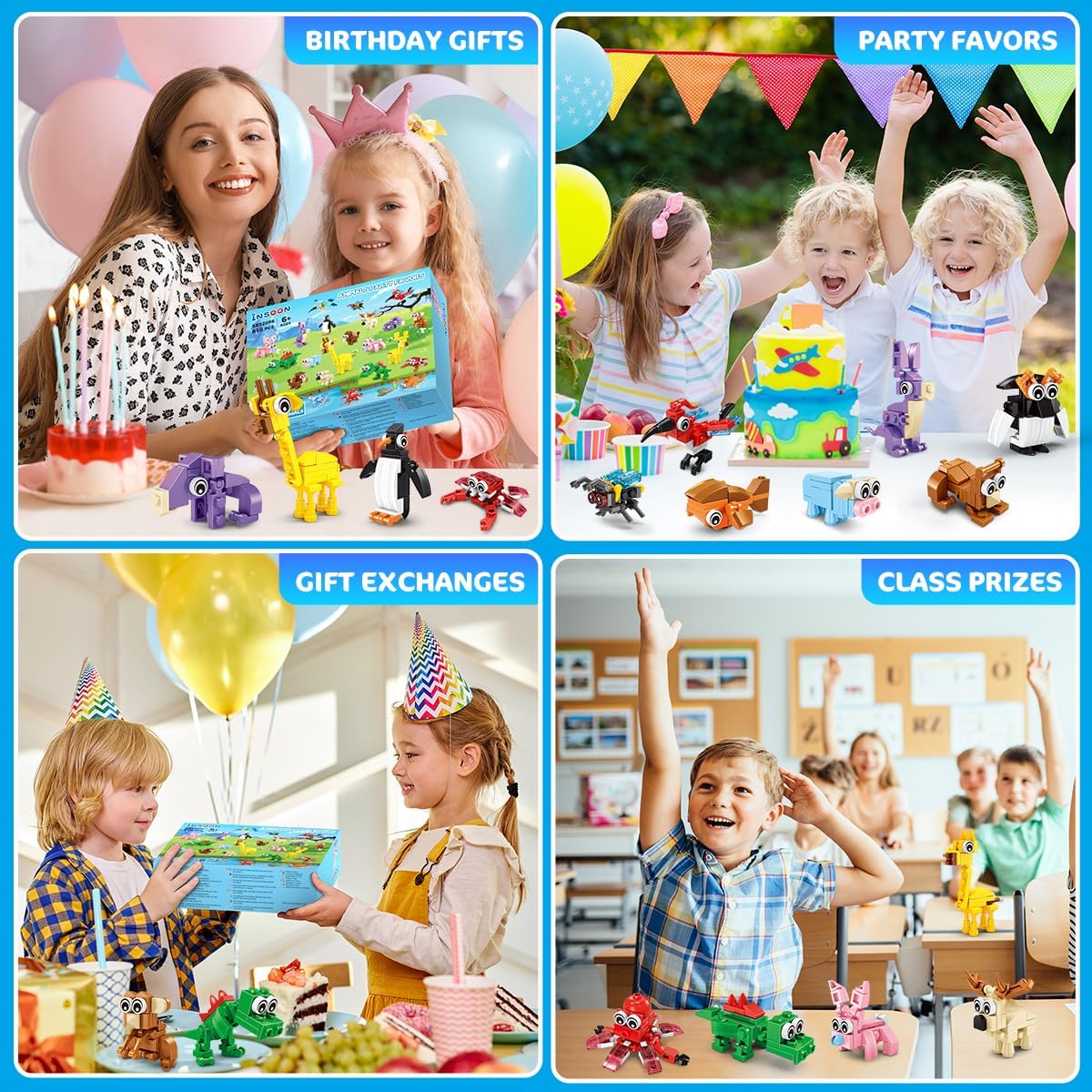 INSOON 30 Pack Animal Party Favors Mini Building Sets SX52098