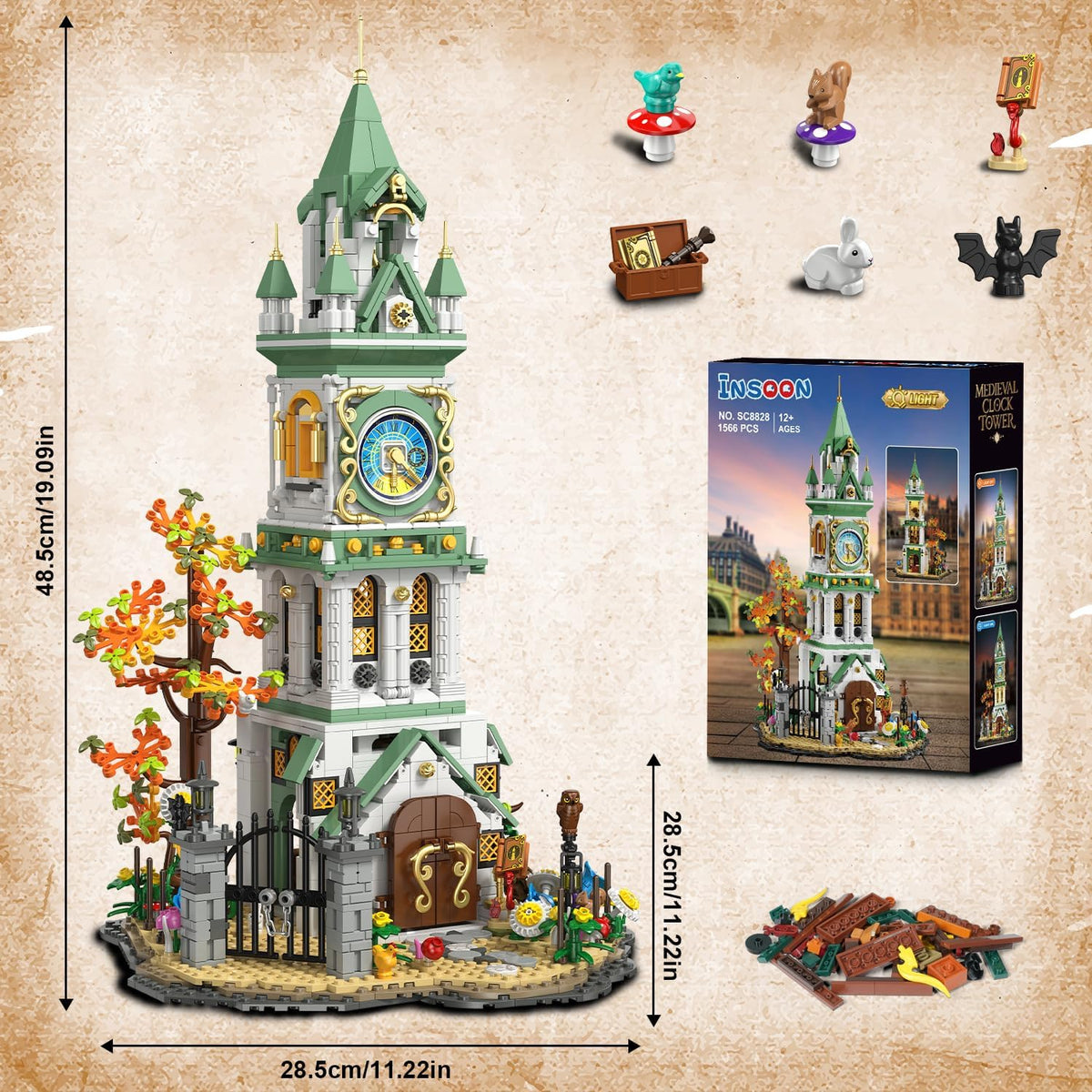 INSOON Magic Clock Tower Building Set with Light SC8828