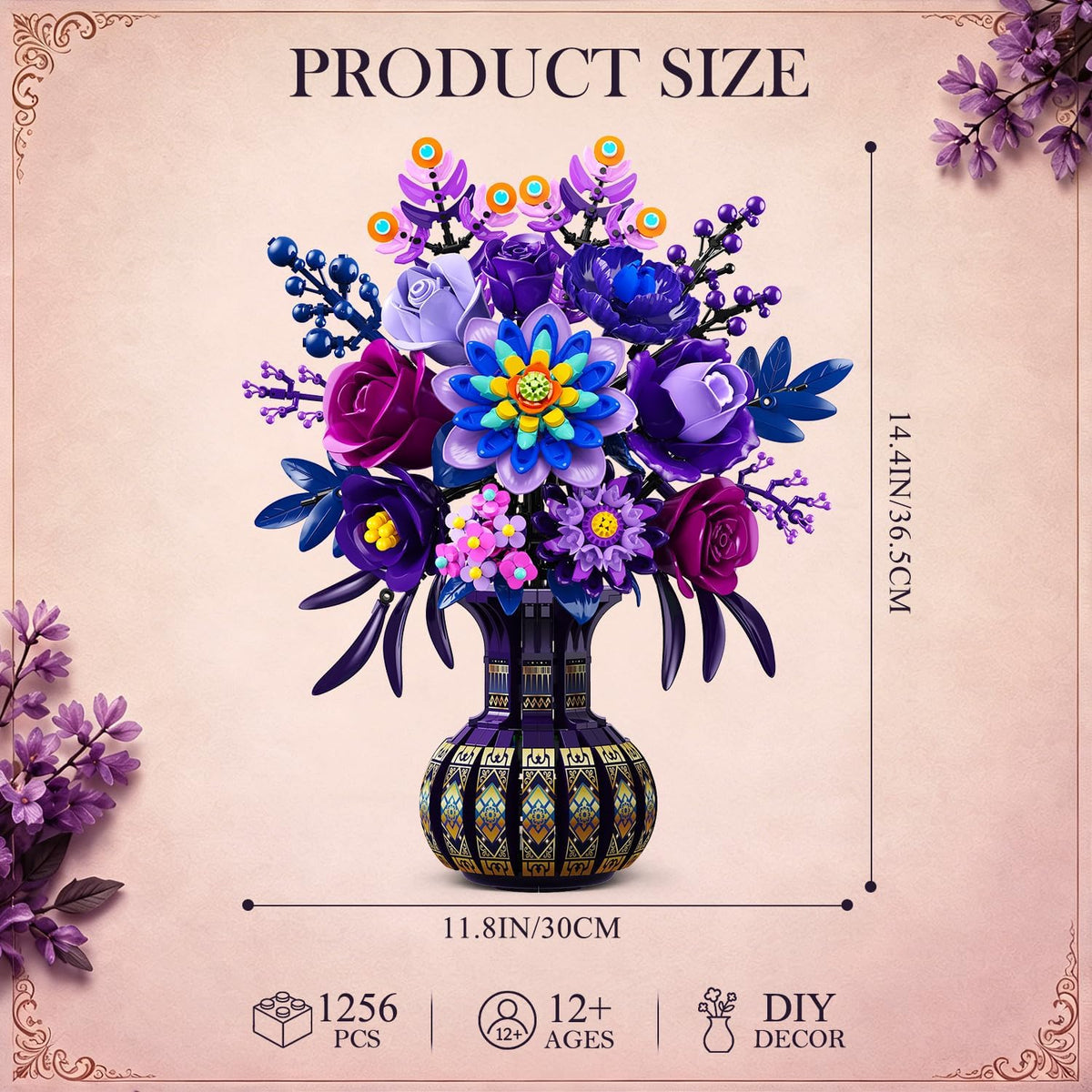 INSOON Purple Flower Bouquet Building Set with Vase SC8857