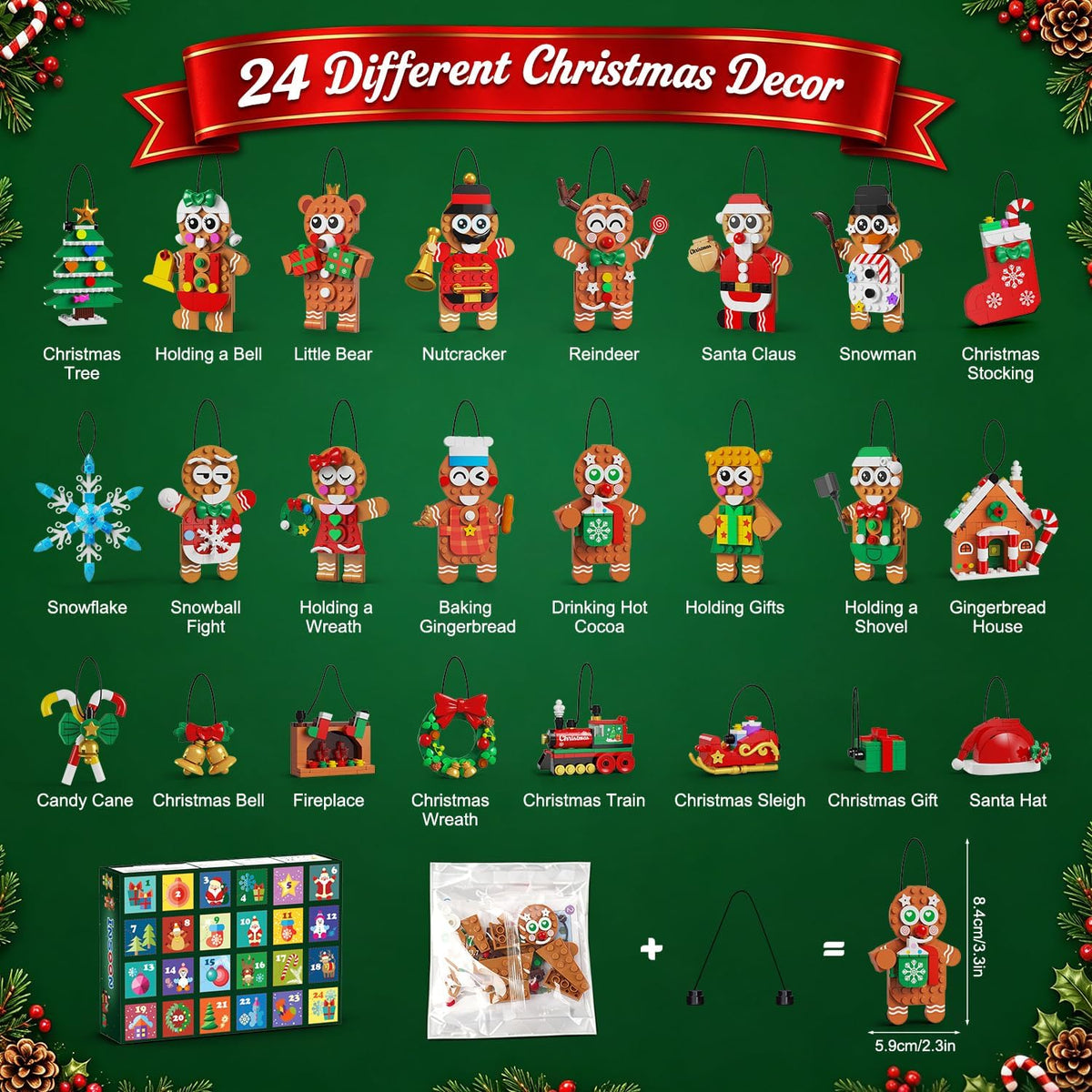 INSOON Advent Calendar 2026 Gingerbread Christmas Ornaments Building Set SC6602