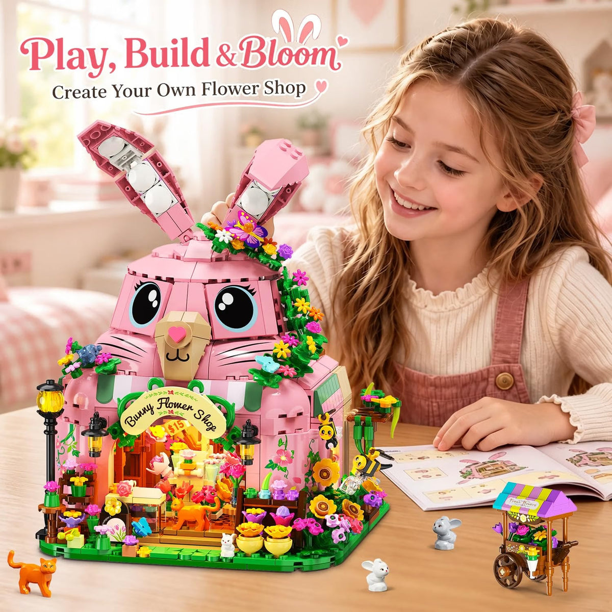 INSOON Friends Bunny Flower House Building Set with Lights SC8861