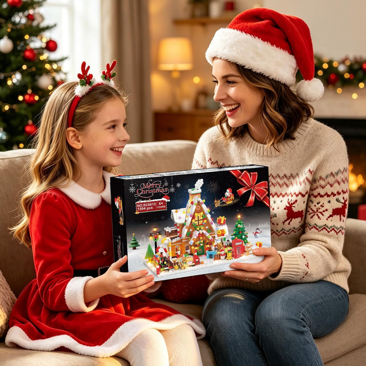 INSOON 2026 Christmas Gingerbread House Mini Building Set with Lights SC6612