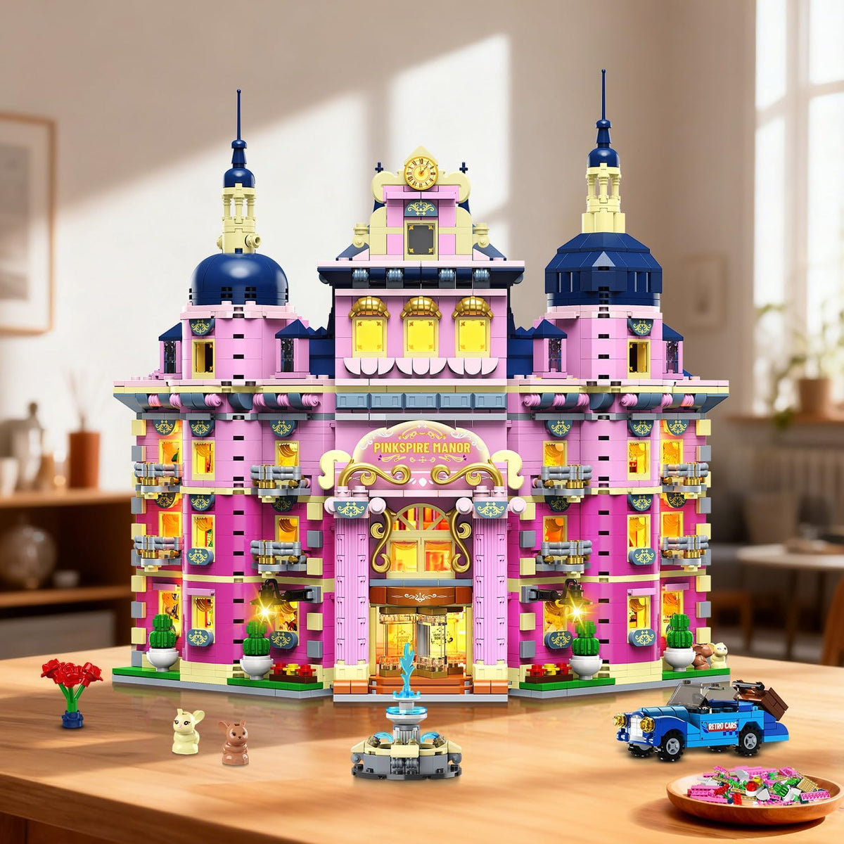 INSOON Pink Estate House Building Set with Lights SC8822