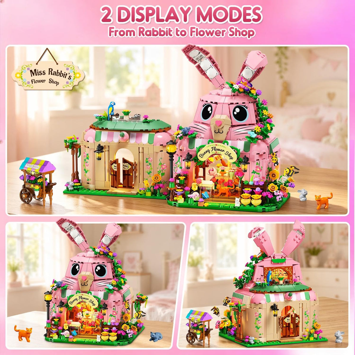INSOON Friends Bunny Flower House Building Set with Lights SC8861