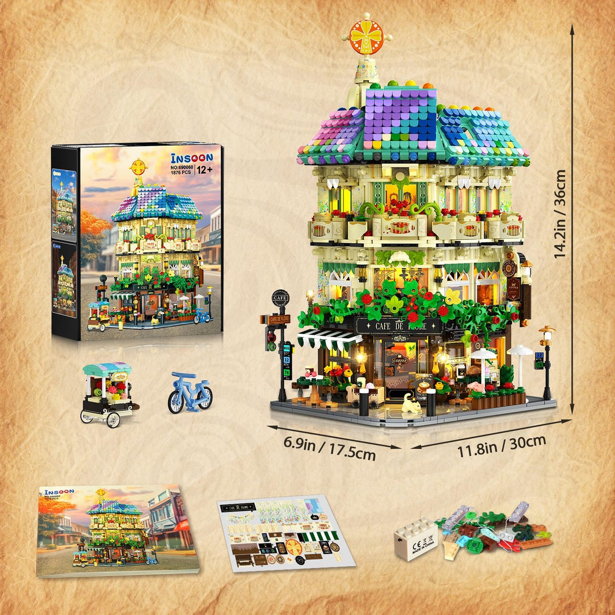 INSOON Flower Cafe House Building Set with Lights 690060