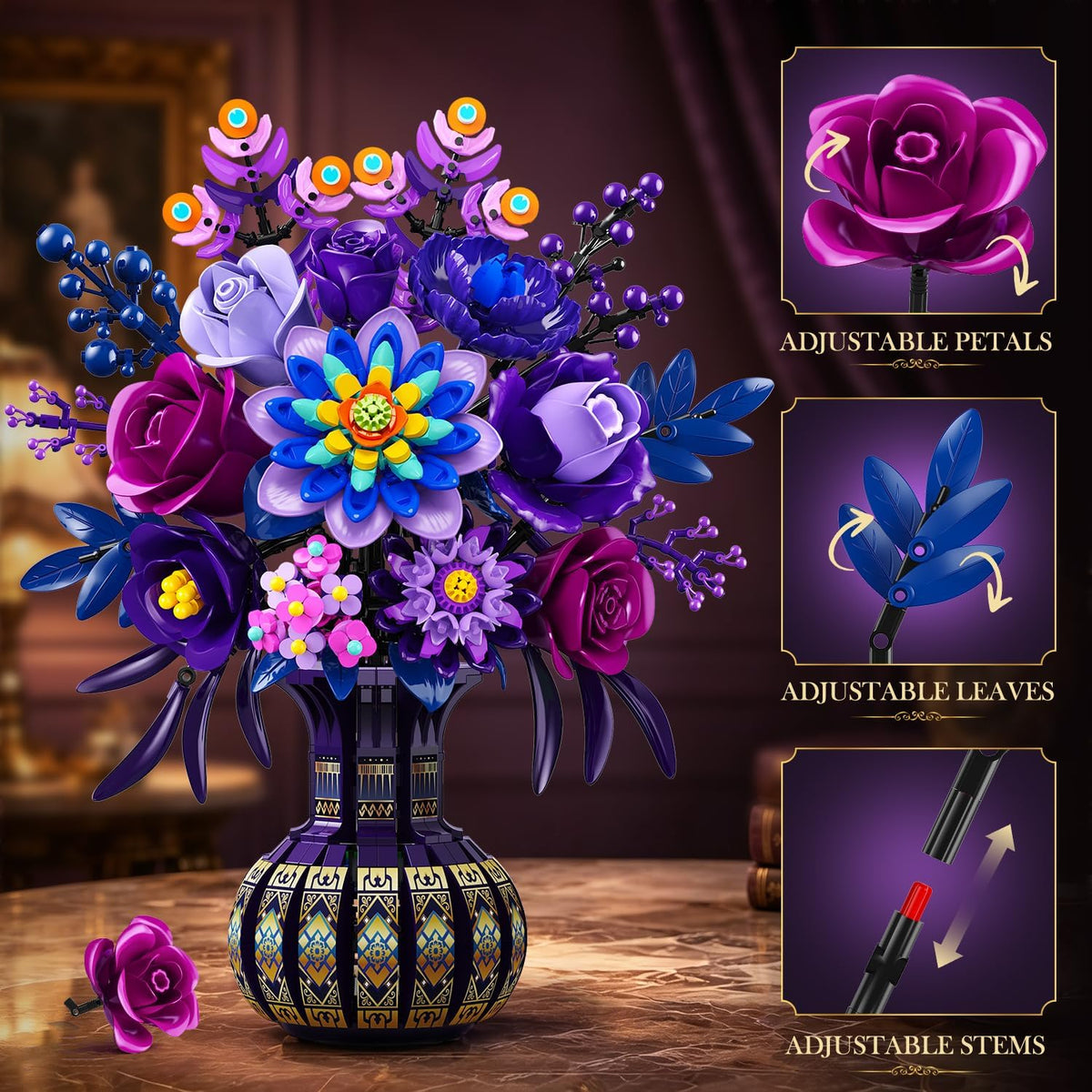 INSOON Purple Flower Bouquet Building Set with Vase SC8857