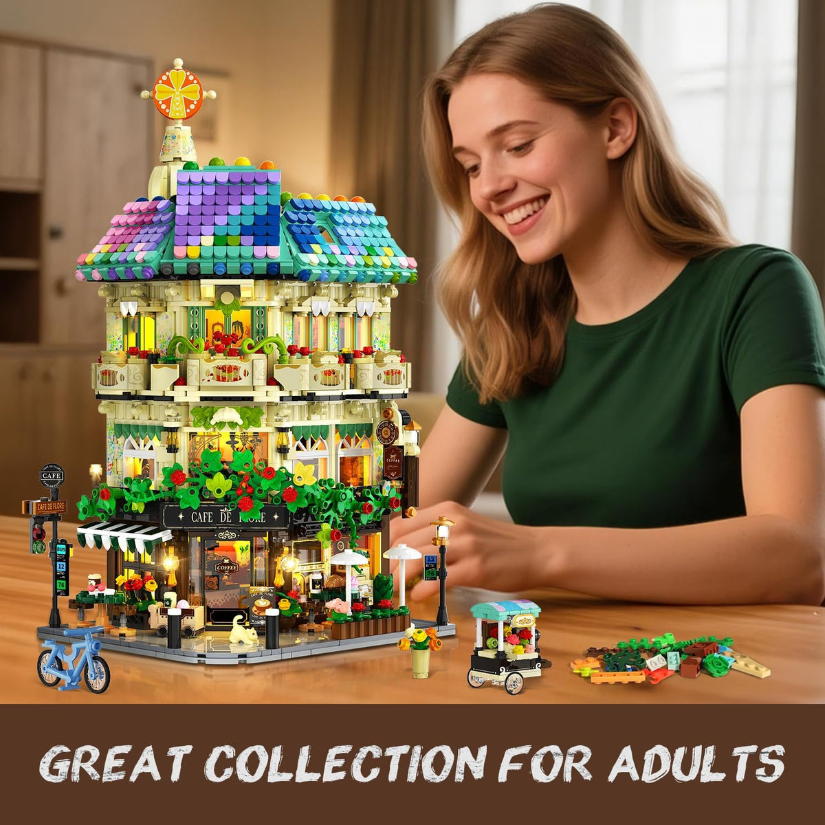 INSOON Flower Cafe House Building Set with Lights 690060