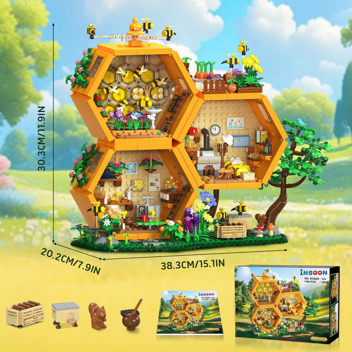 INSOON Bee Farm House Building Set with Light SC8825