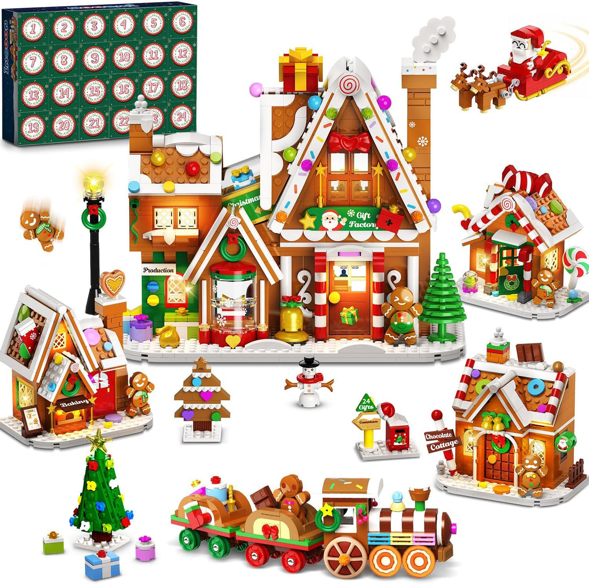 INSOON Advent Calendar 2026 Gingerbread House Mini Building Set with Lights SC9995
