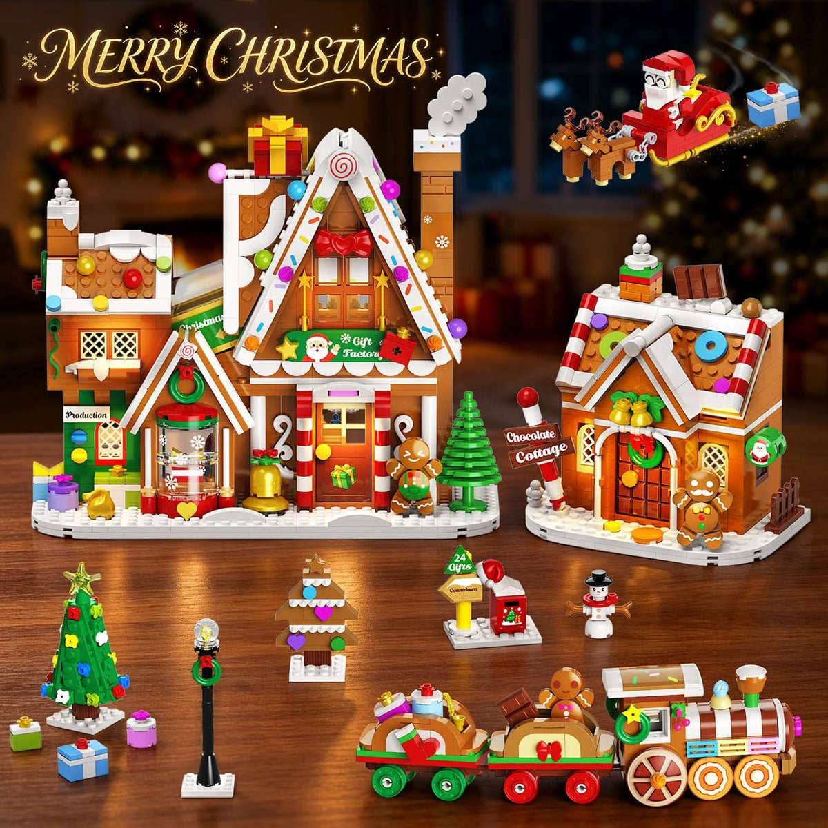 INSOON Christmas Gingerbread House Gift Factory Building Set with Lights SC9972