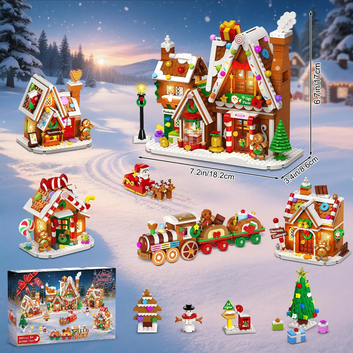 INSOON Advent Calendar 2026 Gingerbread House Mini Building Set with Lights SC9995