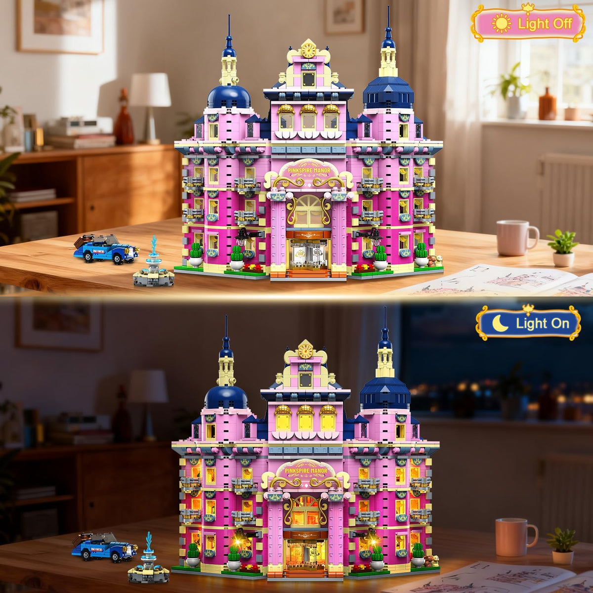 INSOON Pink Estate House Building Set with Lights SC8822