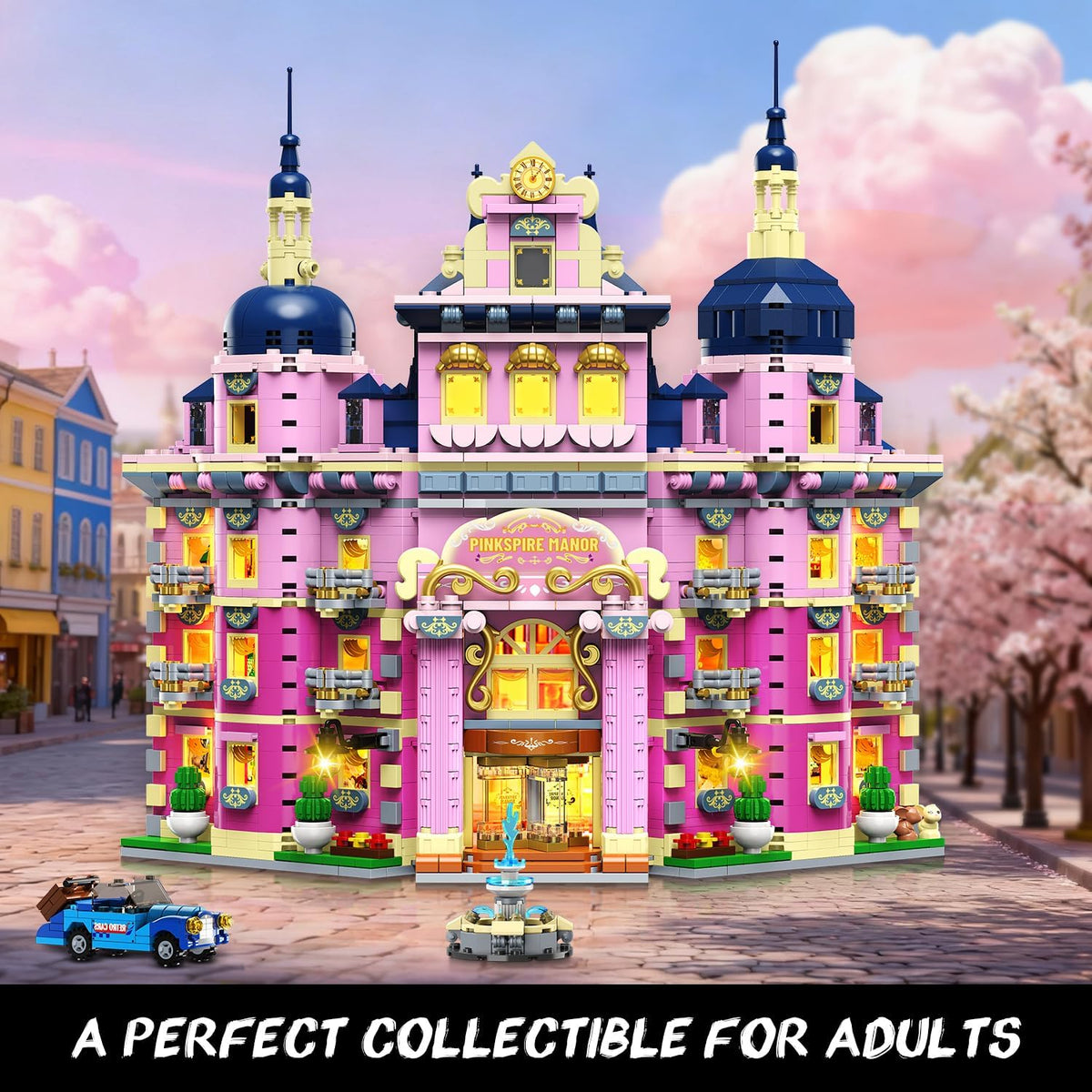 INSOON Pink Estate House Building Set with Lights SC8822