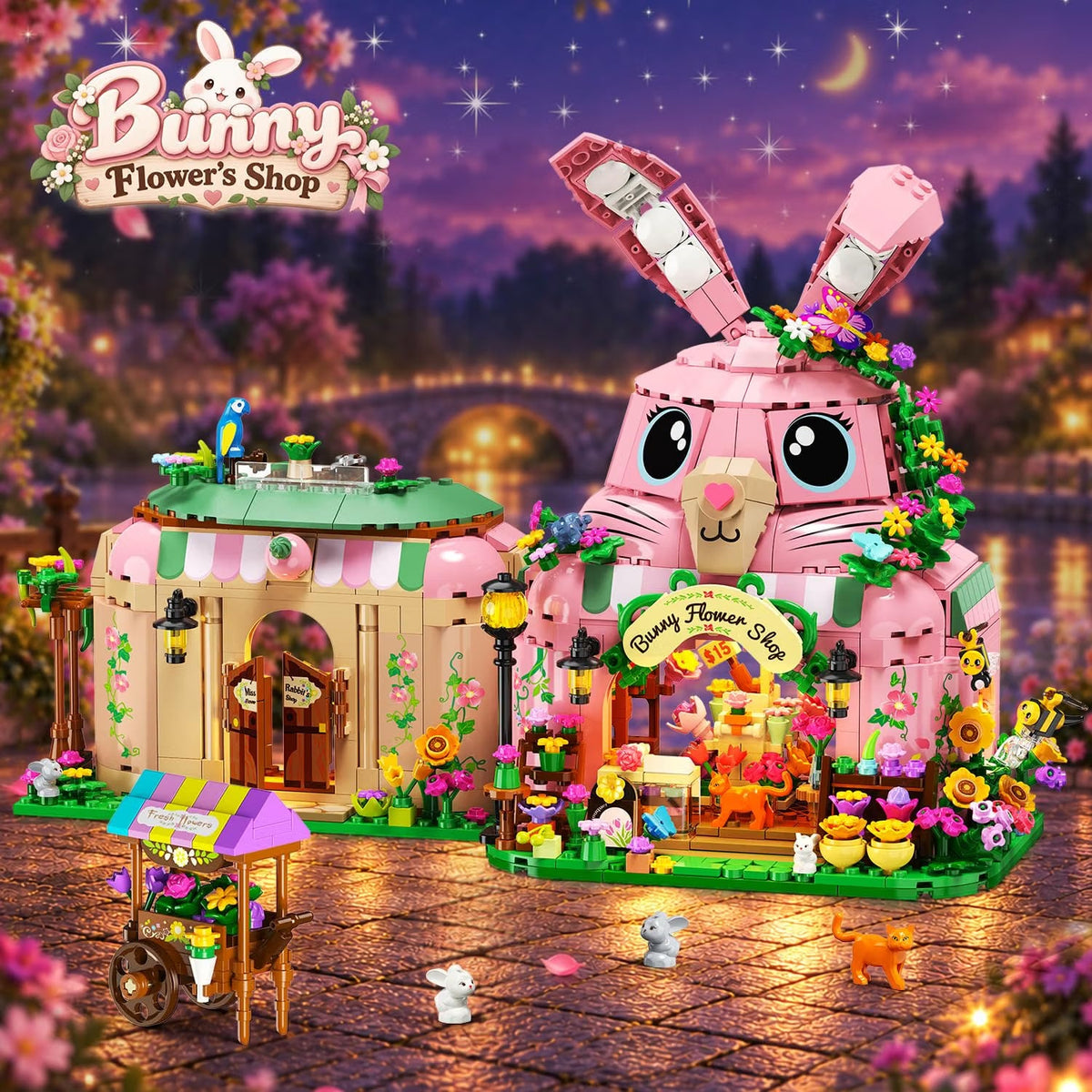 INSOON Friends Bunny Flower House Building Set with Lights SC8861