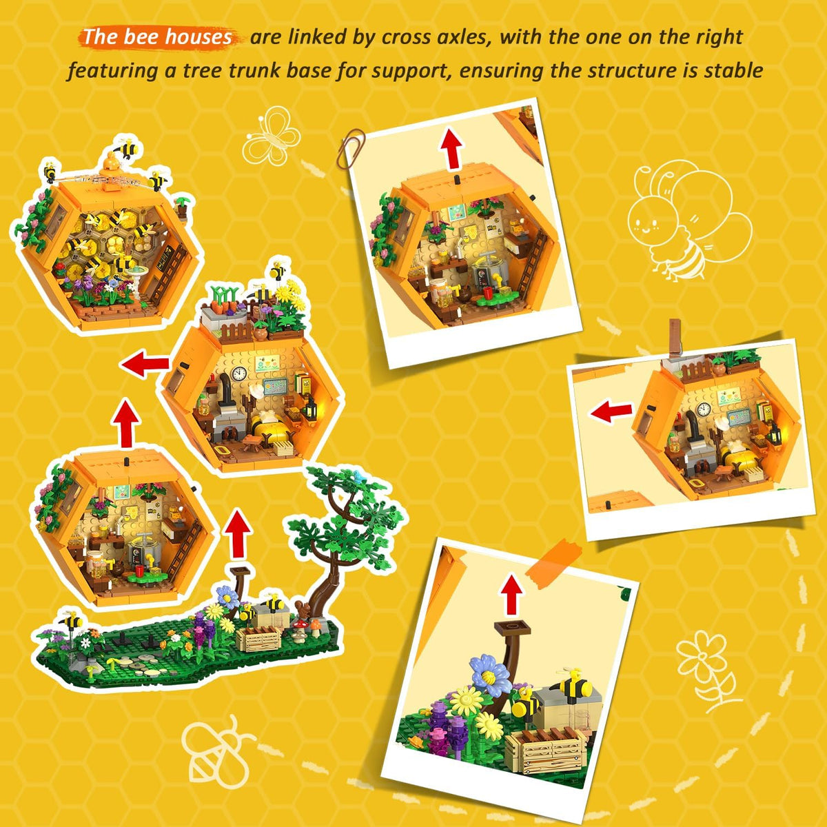 INSOON Bee Farm House Building Set with Light SC8825